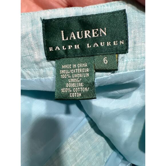 Lauren Ralph Lauren Women Light Green Cargo Pants Linen Tie Ankles Beach Size 6 - Picture 9 of 10